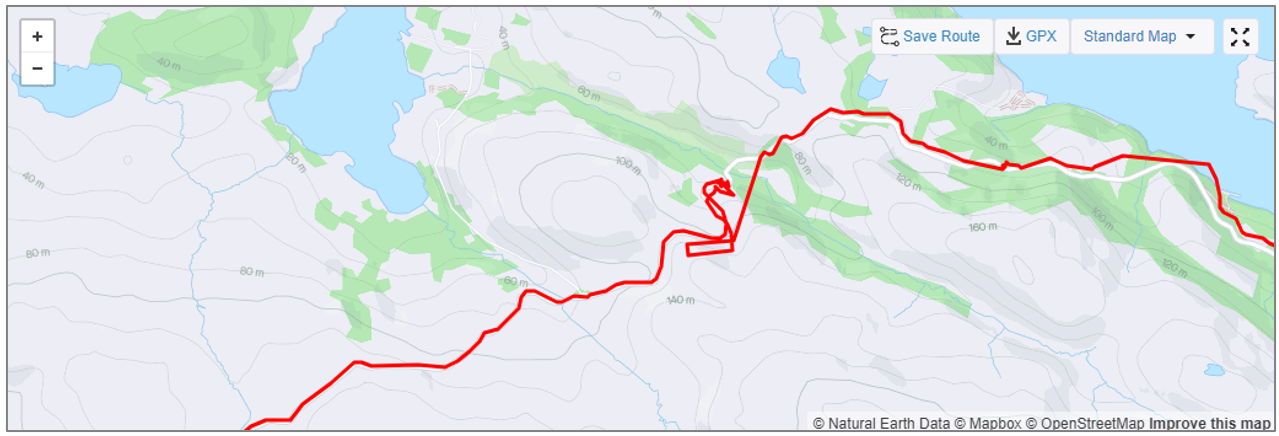 Part of the route where the GPS goes haywire